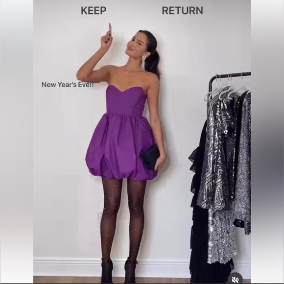 NWT ZARA WOMAN VOLUMINOUS MINI DRESS PURPLE - Picture 11 of 17